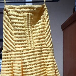 Yellow Strapless Dress knee length